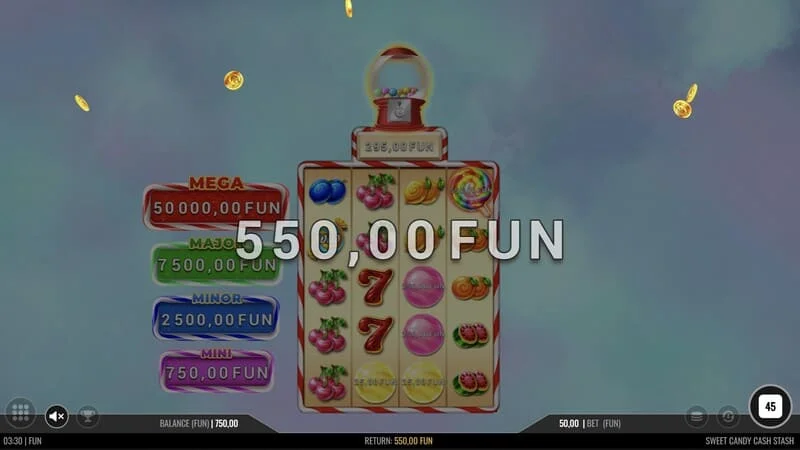 Sweet Candy Cash Stash - base game with a line win